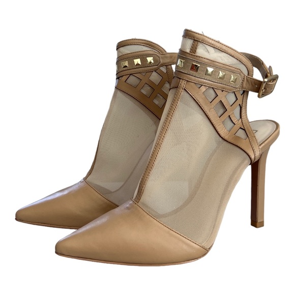 Alepel Mesh Detail Women’s Pump Size 6 Champagne/Gold Stilleto - Picture 3 of 8